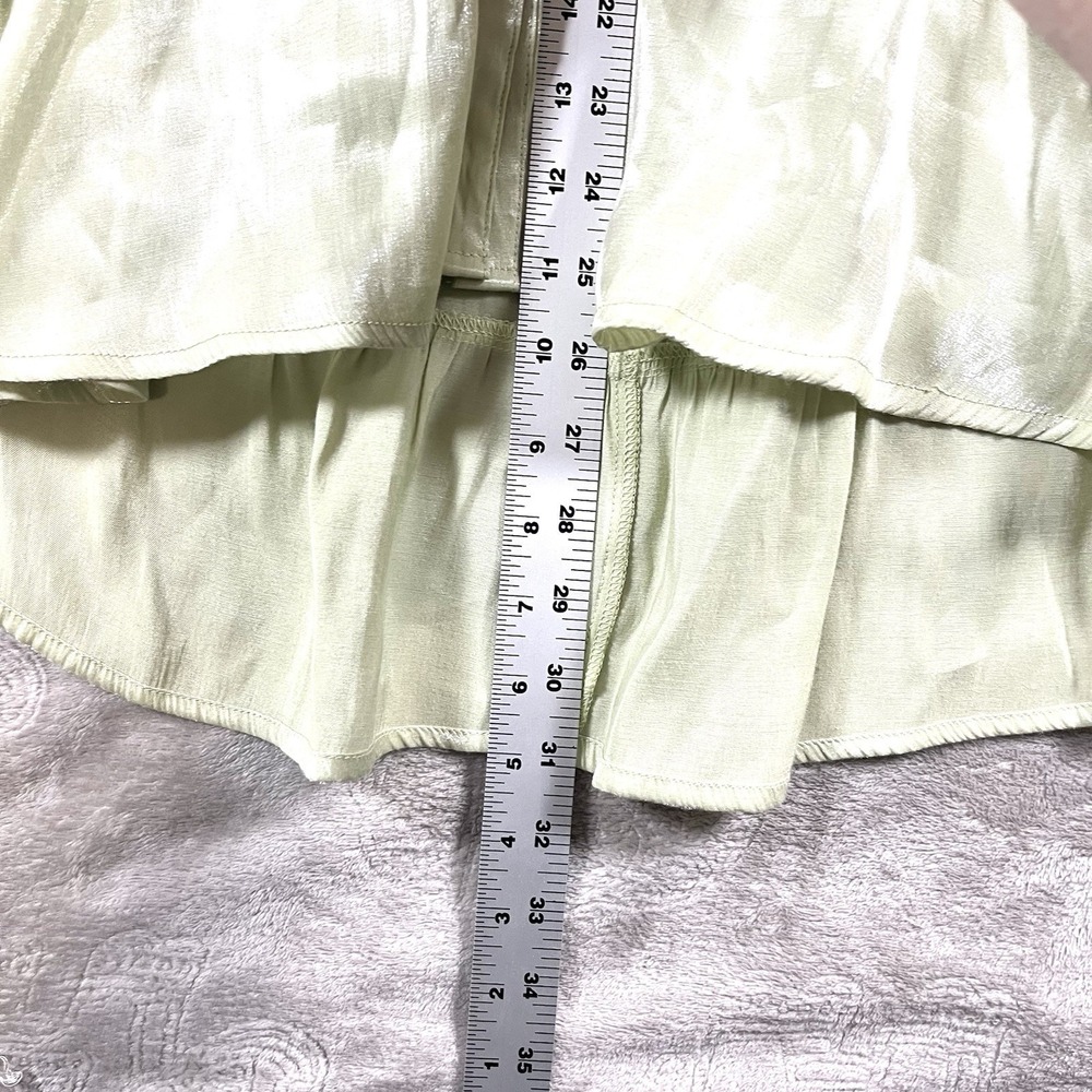 Umgee Green Shimmer Babydoll Shirt Tunic Button Up Tiered SM Fairy Boho Revival - Picture 6 of 7